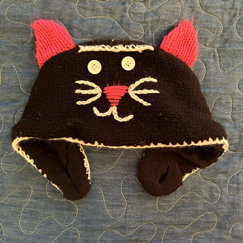 Kids Black and Pink Cat Ear Headband